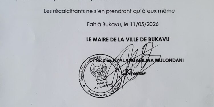 Bukavu: Toute demande d&rsquo;autorisation d&rsquo;une manifestation doit être déposée 72 heures avant à la mairie(Communiqué)