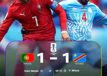 Sport: La RDC fait une belle entrée en coupe du monde en tenant en échec le Portugal par le score d&rsquo;un but partout